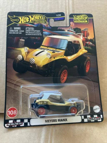 Hot Wheels Meyers Manx yellow diecast toy car in blister pack