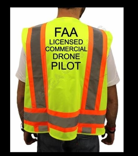 LICENSED COMMERCIAL DRONE PILOT HIGH VISIBILITY SAFETY VEST BLACK DESIGN Drone