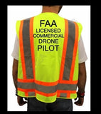 LICENSED COMMERCIAL DRONE PILOT HIGH VISIBILITY SAFETY VEST BLACK DESIGN Drone