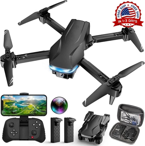 Foldable 1080P HD FPV drone with camera and 360° gimbal, with controller and carrying case