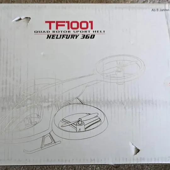 Drone packaging box with top-view illustration and label TF1001