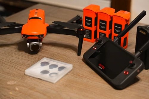 Autel Robotics EVO II PRO 6K rugged orange drone with remote controller and batteries