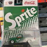 Green diecast pickup with Coca-Cola Sprite graphics, in clear blister packaging