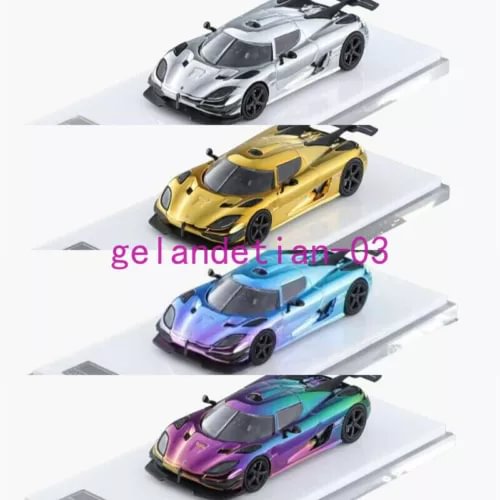 1:64 diecast model car set, Koenigsegg Agera, four colored cars on display
