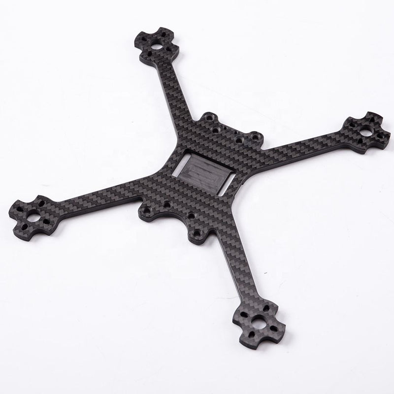 3K carbon fiber quadcopter frame plate, dark weave with four mounting arms