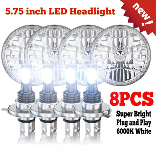 LED headlight bulbs 8-pack, 6000K white, plug-and-play