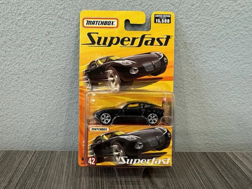 Matchbox Superfast 1:64 diecast car in blister pack, black sports car, #42