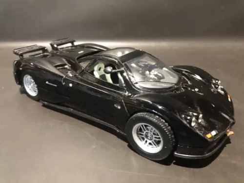 Black Pagani Zonda C12 1/24 diecast model toy car with hood detail