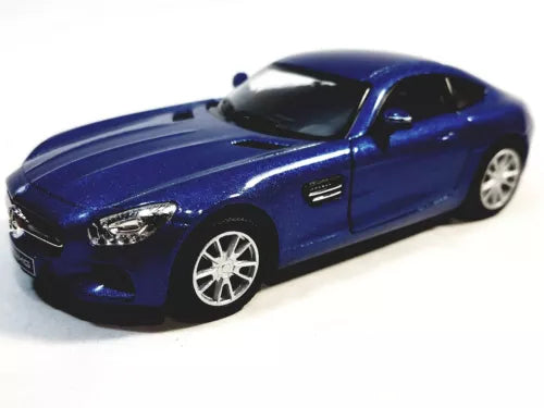 Mercedes-Benz AMG GT navy blue diecast toy car, 1/36 scale, front 3/4 view