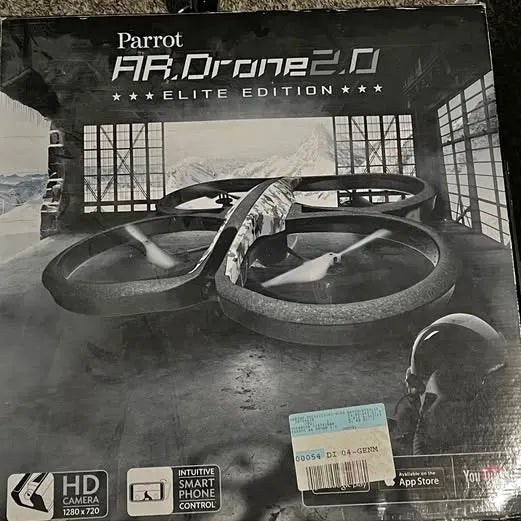 Parrot AR.Drone 2.0 Elite Edition drone box with quadcopter illustration