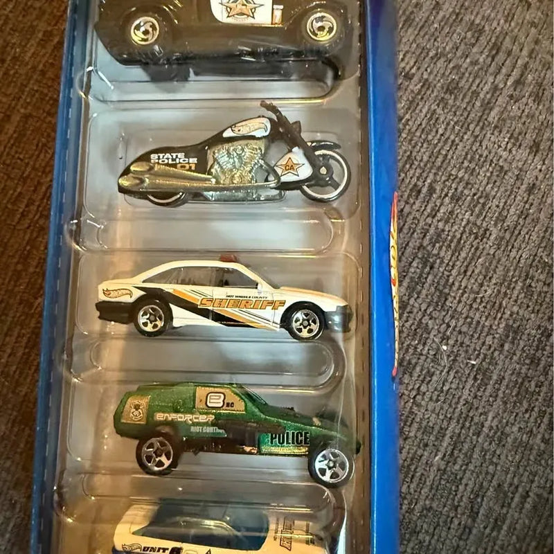 Police cruiser diecast cars in blister pack, 5-pack gift set