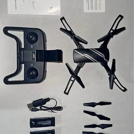 Mini drone with HD camera kit, black drone with foldable propellers and accessories