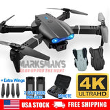 4K FPV quadcopter drone with dual camera, remote, extra wings and two batteries