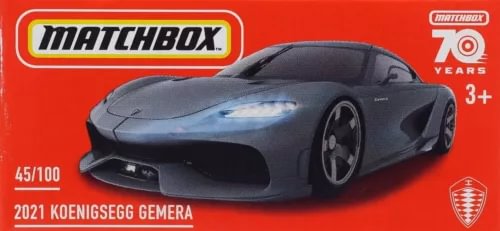 Dark gray Matchbox 70th anniversary diecast car model in package, 3+