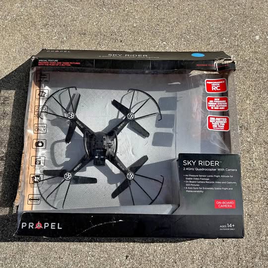 Boxed Propel Sky Rider 2.4 GHz drone with camera port