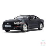 1:36 Ford Mustang GT diecast toy car, black front 3/4 view with chrome wheels