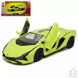 1:36 Lamborghini Sian alloy diecast model car, lime green with black wheels