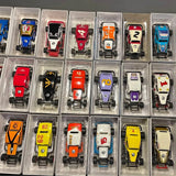 Set of 1/25 vintage stock car diecast models in clear display boxes