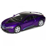 Purple diecast sports car model with detailed body and silver wheels