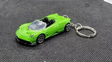 Green Pagani Huayra roadster diecast keyring model car with metal key chain ring