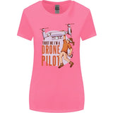 Women's pink wide-cut T-shirt with front drone pilot graphic and slogan