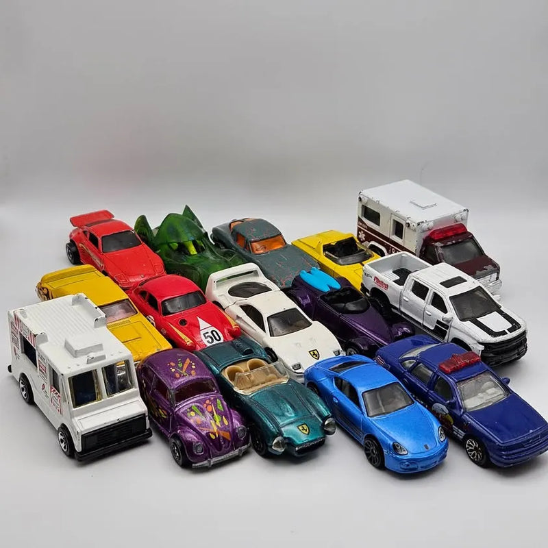 Assorted diecast car lot of 15, mixed colors and styles, including trucks and race cars