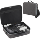 Gray EVA carrying case with zip, foam compartments for drone body and accessories