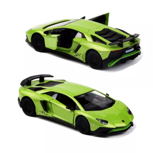 Green Lamborghini SV kids metal diecast toy car with racing graphics