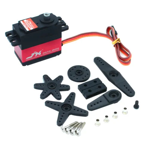 Digital metal gear servo with horn set and mounting screws, black housing