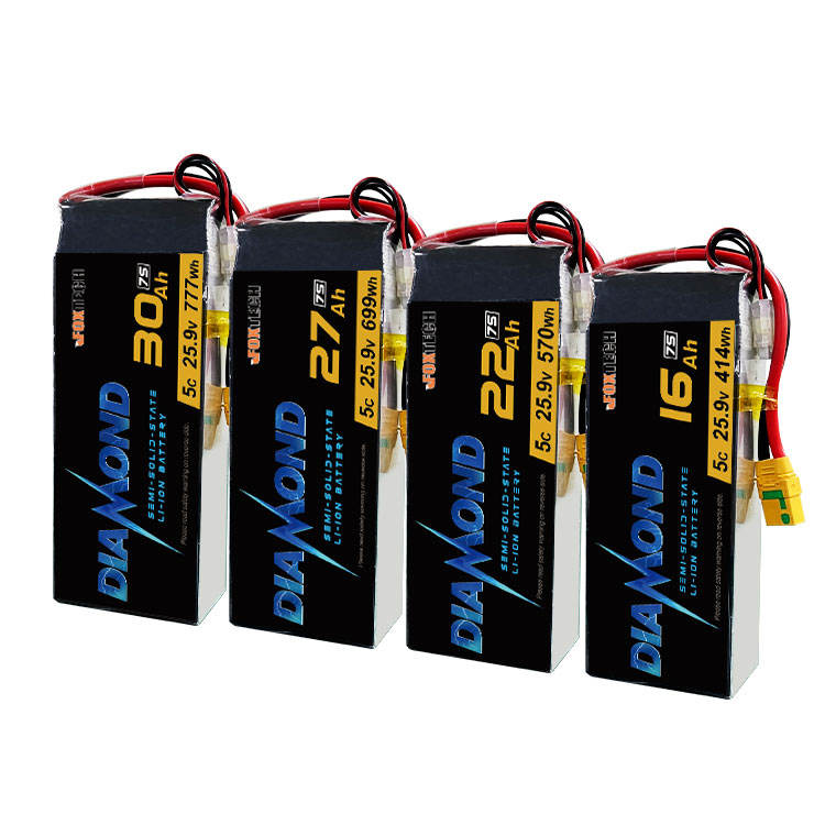 Custom Diamond Semi Solid State Battery 7S 25.9V 16000mAh 22000mAh 27000mAh 30000mAh 16Ah 22Ah 27Ah 30Ah Li-ion Battery Drone