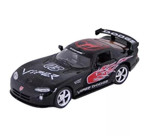 Black Dodge Viper GTS-R diecast toy car, 1:36 scale, pull-back with decals