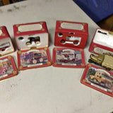 Texaco diecast truck set in red blister boxes with truck displays