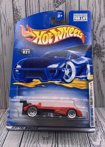 Hot Wheels diecast roadster car, red, First Editions #021, in retail blister