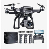 4K camera drone with front camera, four propellers, and controller, plus carrying bag