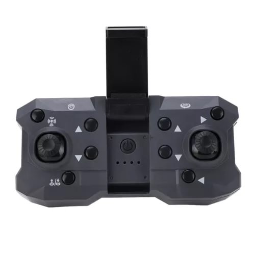 RC drone remote controller with dual joysticks and central phone holder