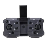 RC drone remote controller with dual joysticks and central phone holder