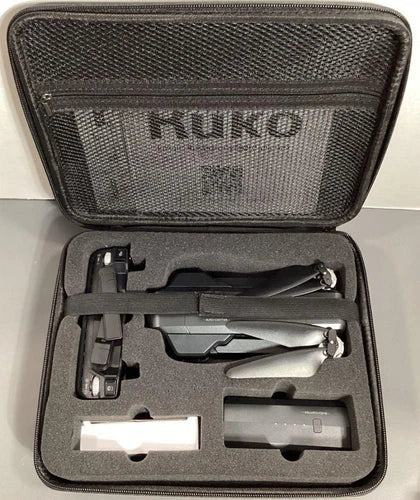 GPS FPV camera drone in a zippered hard-shell carrying case with foam insert