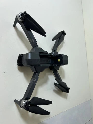Foldable quadcopter drone with camera, dark gray and black