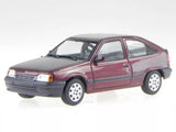Red 3-door diecast model car with front-left view, chrome grille and silver wheels