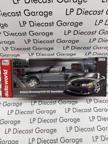Black Saleen Mustang S281 SC Speedster 1:18 diecast car in retail display box