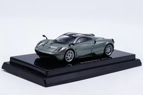1/64 scale Pagani Huayra grey diecast coupe car model on display base