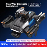 Black quadcopter RC drone with front camera and four propellers, foldable arms