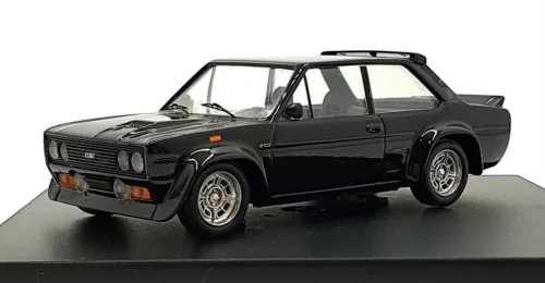 1:43 scale diecast car, black classic two-door with open hood and chrome wheels