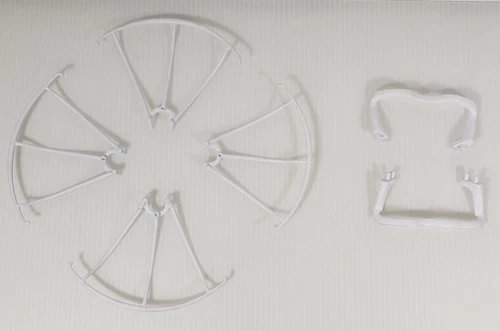 Drone prop guard ring and landing skid set