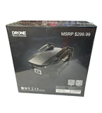 Foldable quadcopter drone with 4K camera, sealed retail box, gray design