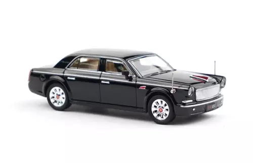 Black Hongqi L5 luxury sedan diecast metal model car, 1:64 scale
