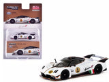 Tarmac Works white and black diecast race car model, 1:64