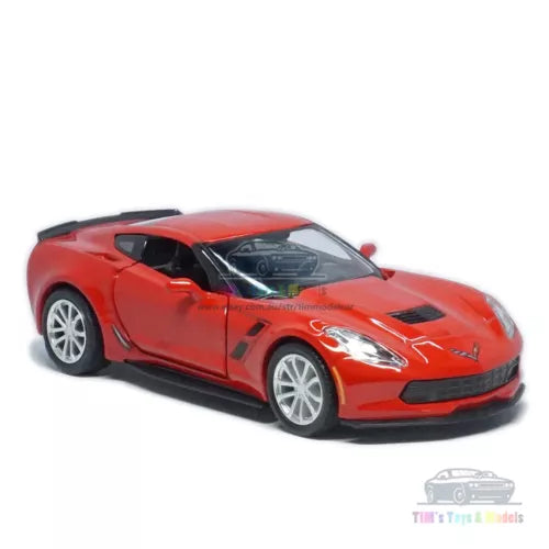 Red Chevrolet Corvette C7 diecast model car toy with detailed front grille