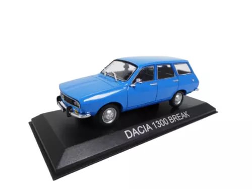 Blue diecast station wagon model car with chrome grille and front bumper