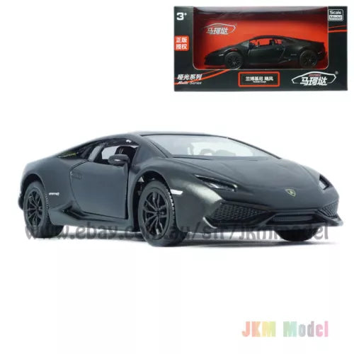 1:36 Lamborghini Huracan diecast model car, dark gray, left door open
